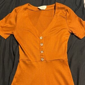 Teen Orange Ribbed Dress Small